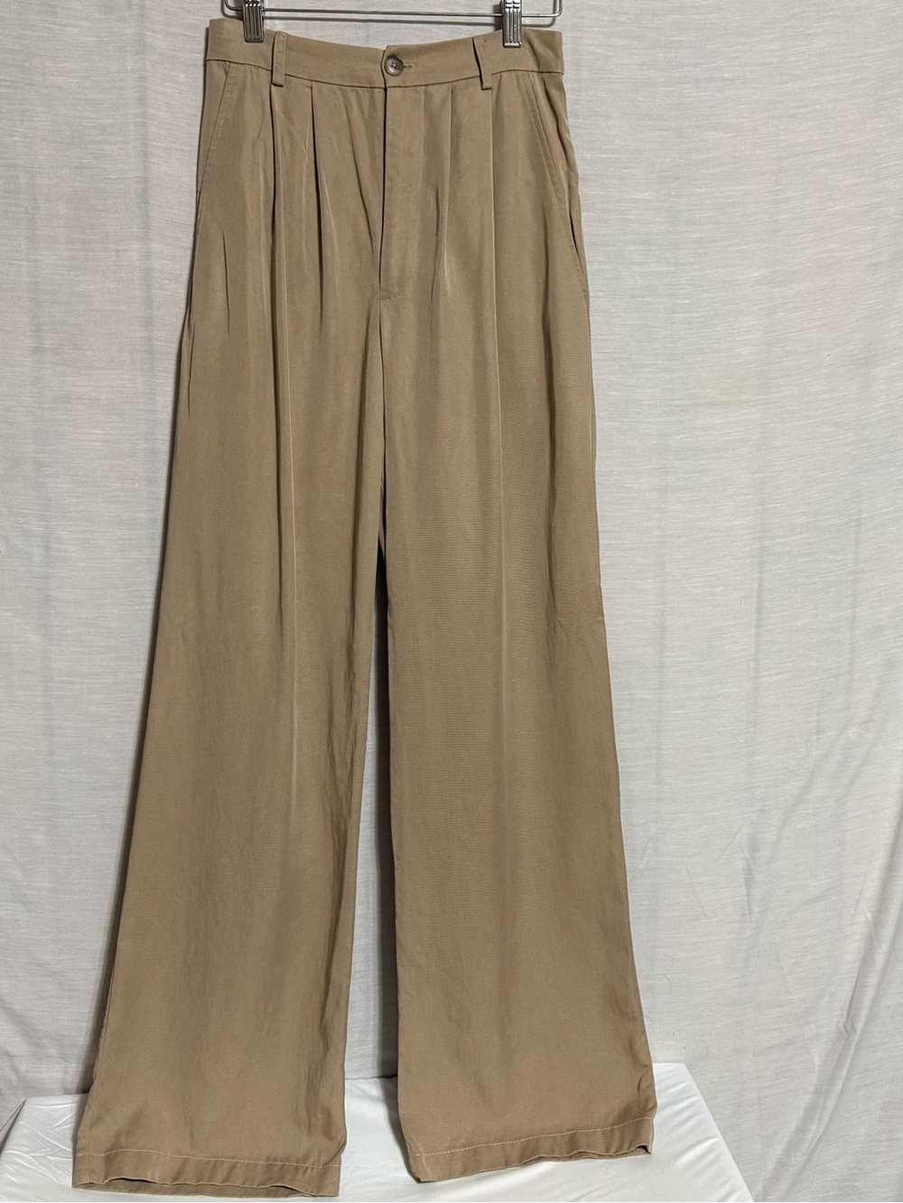 Reformation Mason High Rise Wide Leg Pleated Pants Tan Size 2